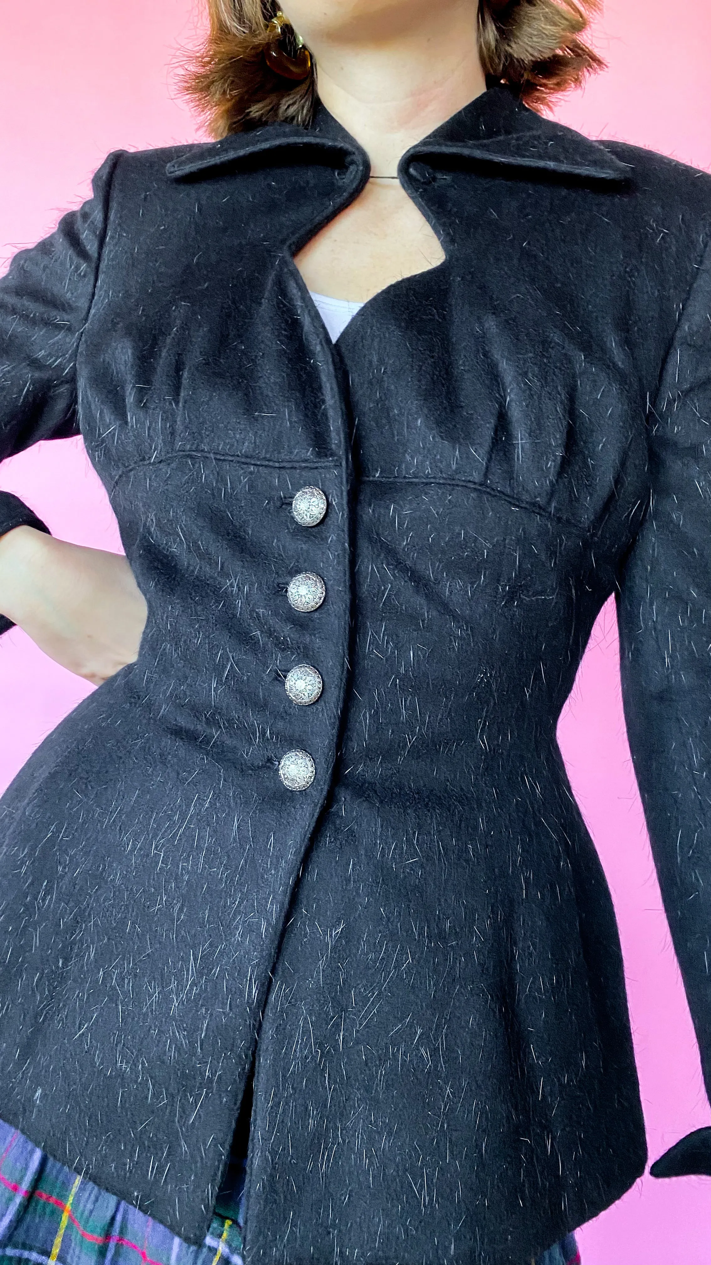 1940s Keyhole Longhaired Jacket, sz. S
