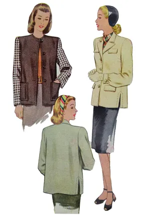 1946 McCall 6374 Vintage 1940s Jacket Sewing Pattern