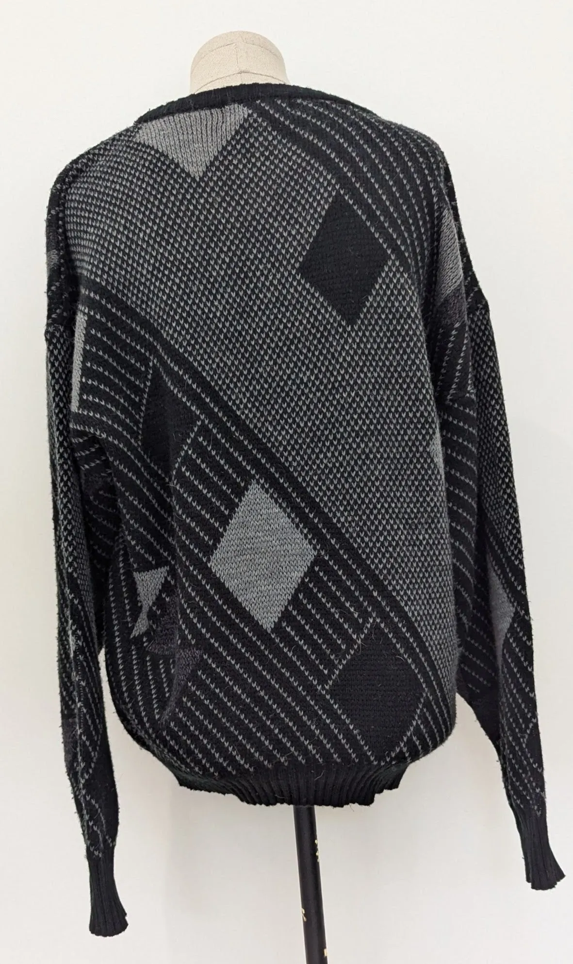 80s Leather Trim Slouchy Jumper