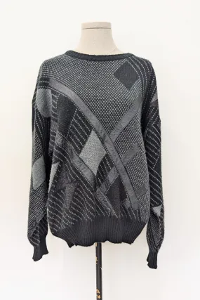 80s Leather Trim Slouchy Jumper