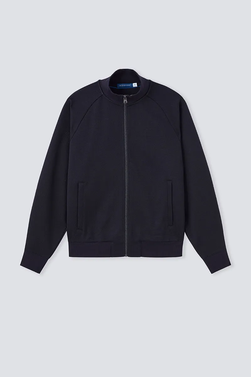 CottonSTRETCH Stand Collar Knit Jacket | Black BKFD01