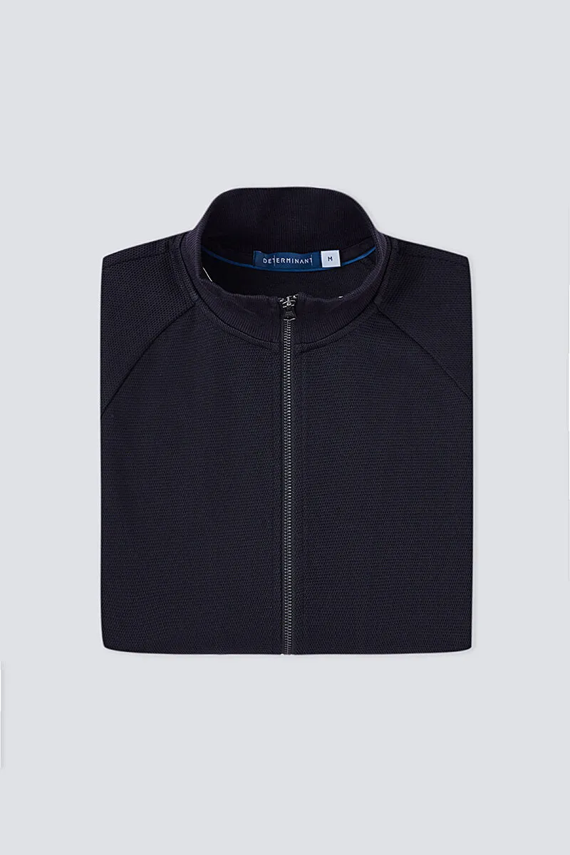 CottonSTRETCH Stand Collar Knit Jacket | Black BKFD01