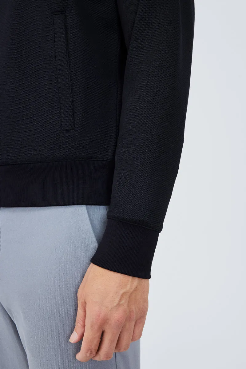 CottonSTRETCH Stand Collar Knit Jacket | Black BKFD01