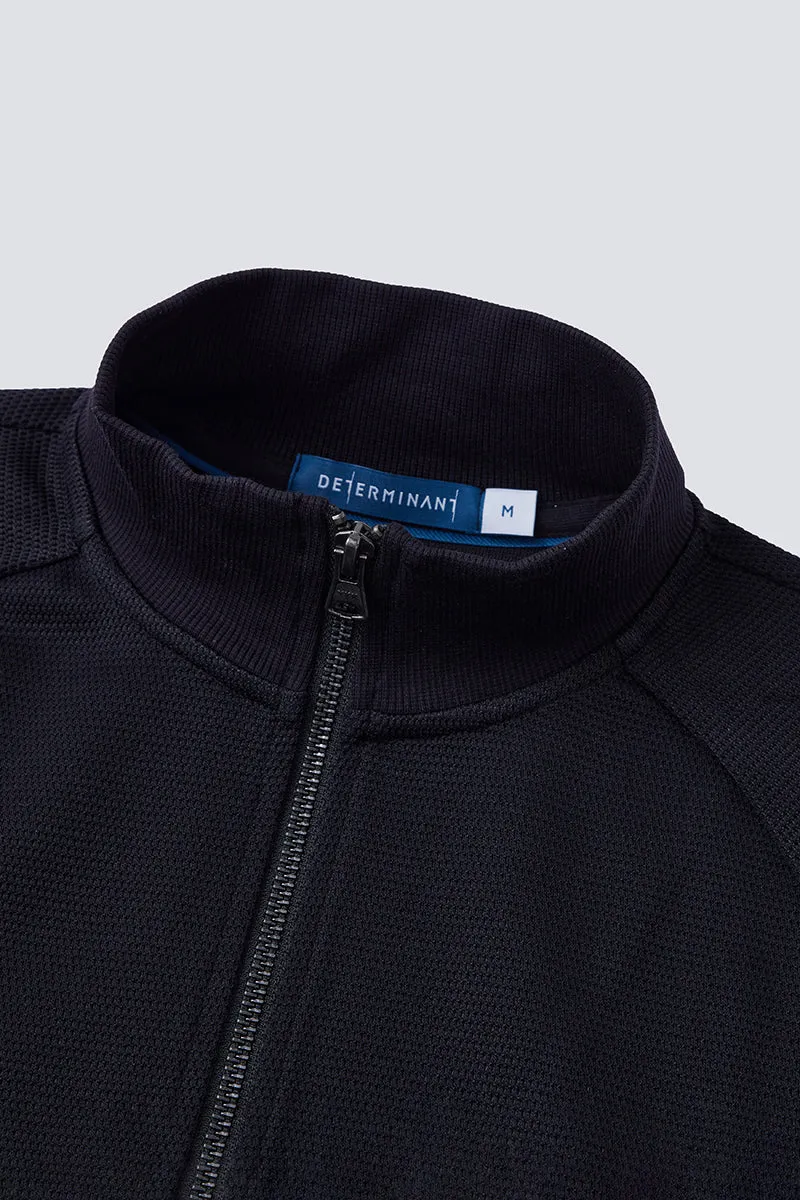 CottonSTRETCH Stand Collar Knit Jacket | Black BKFD01