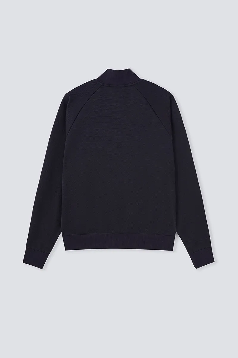 CottonSTRETCH Stand Collar Knit Jacket | Black BKFD01
