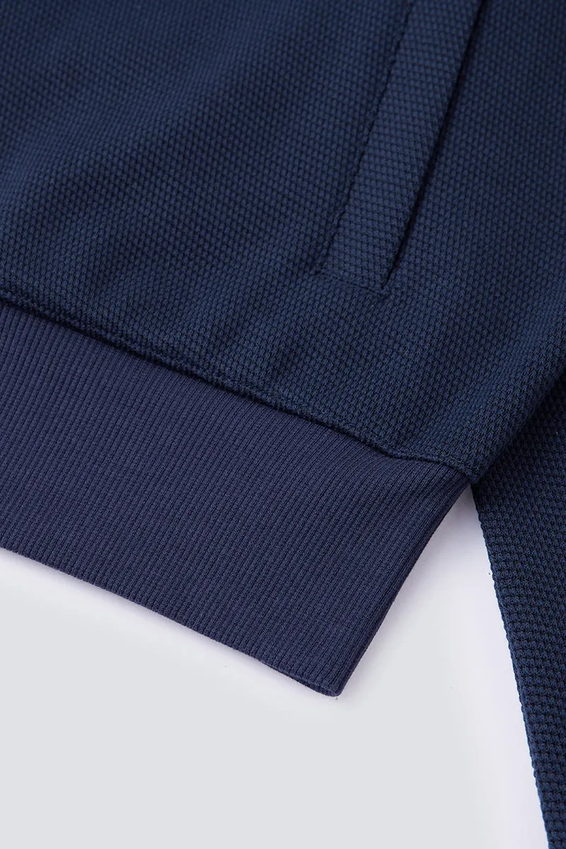 CottonSTRETCH Stand Collar Knit Jacket | Navy NNY096
