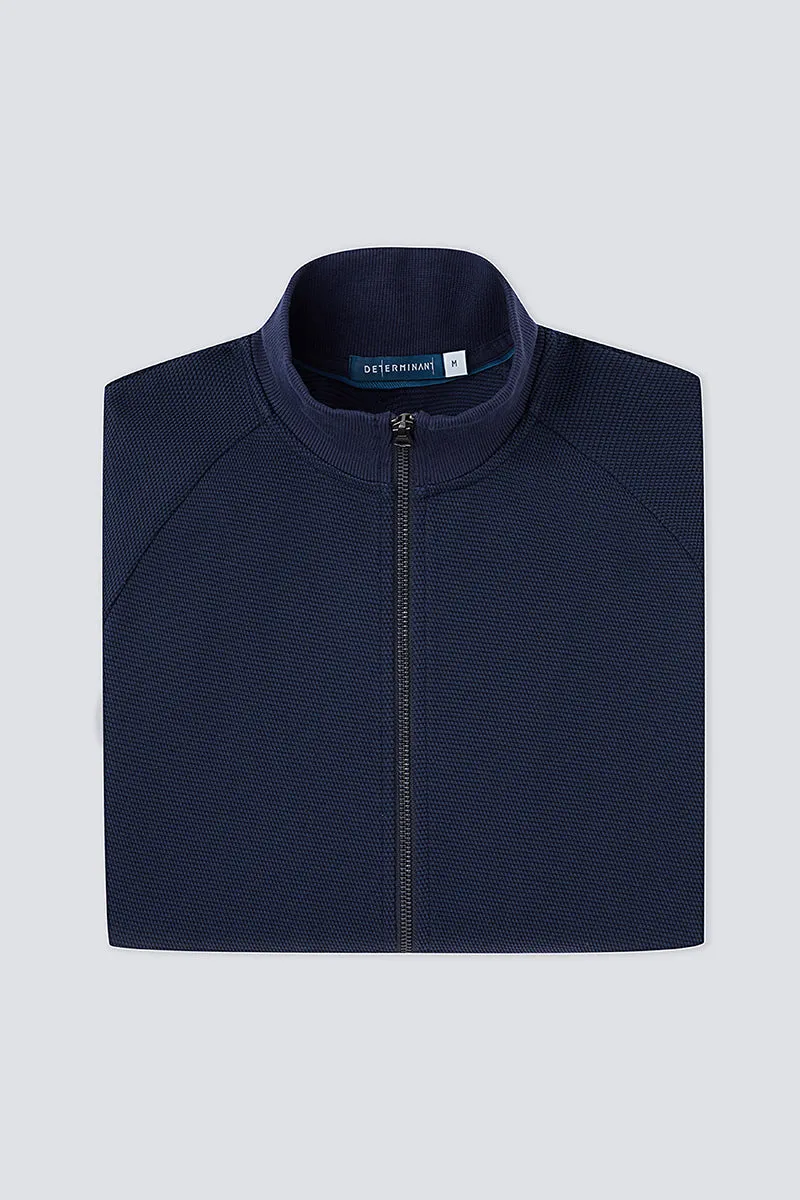 CottonSTRETCH Stand Collar Knit Jacket | Navy NNY096