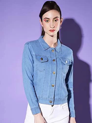 DIMPY GARMENTS Solid Women Regular Denim Jacket (XX-Large, Blue)