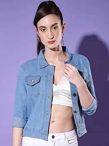 DIMPY GARMENTS Solid Women Regular Denim Jacket (XX-Large, Blue)
