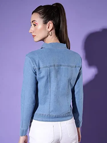 DIMPY GARMENTS Solid Women Regular Denim Jacket (XX-Large, Blue)