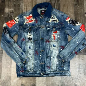 Focus- bandana patch denim jacket (red)