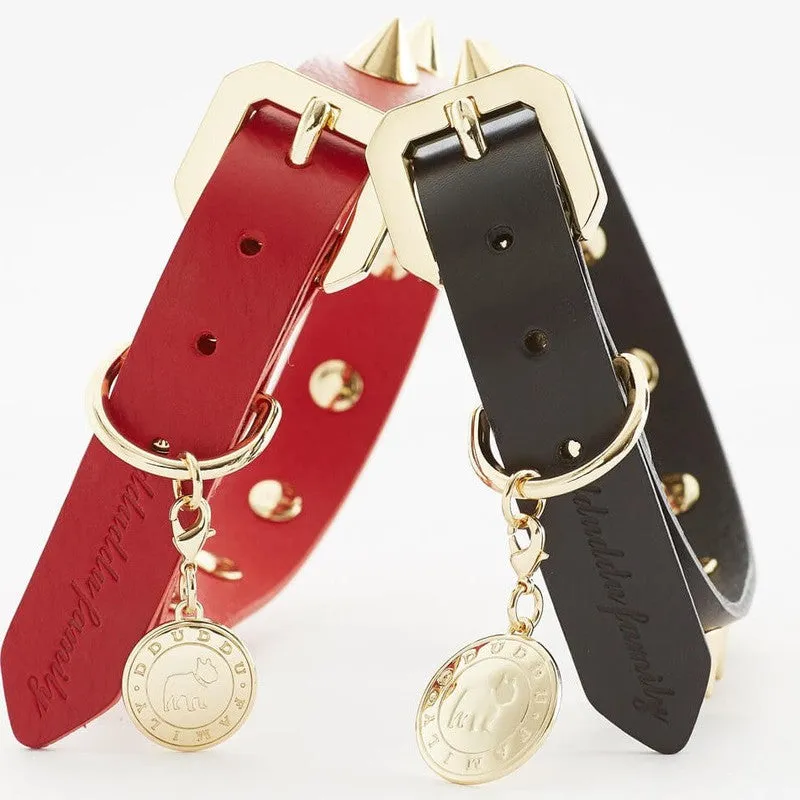 Golden Spike Red Collar – Bold, Durable, Luxurious