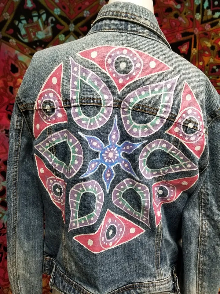 Hand Painted Jean Jacket- Size Small