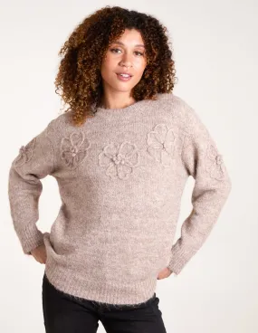 Knit Flower Embroidery Jumper