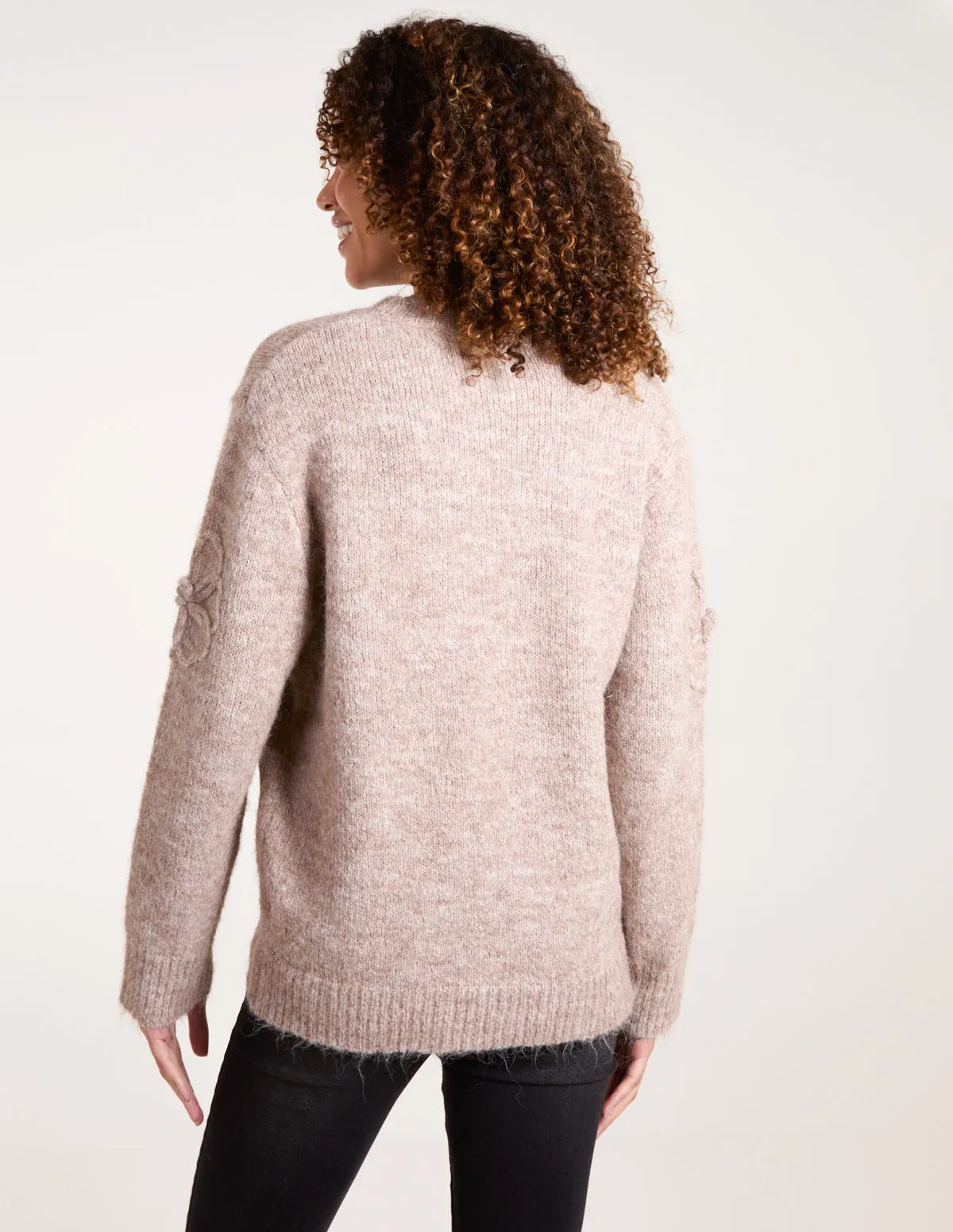 Knit Flower Embroidery Jumper