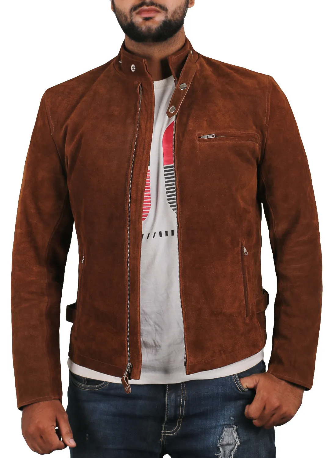 Mens Brown Suede Jacket - 1501291