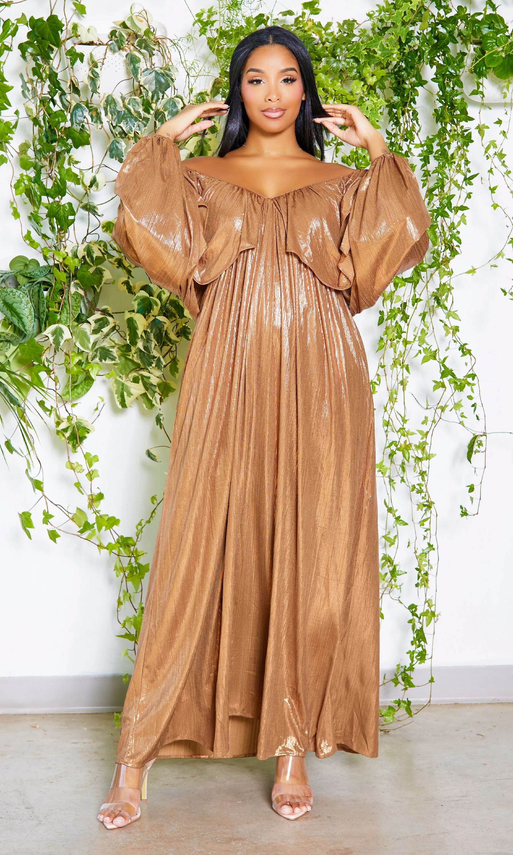 She's Classy | Flow Maxi Dress - Bronze