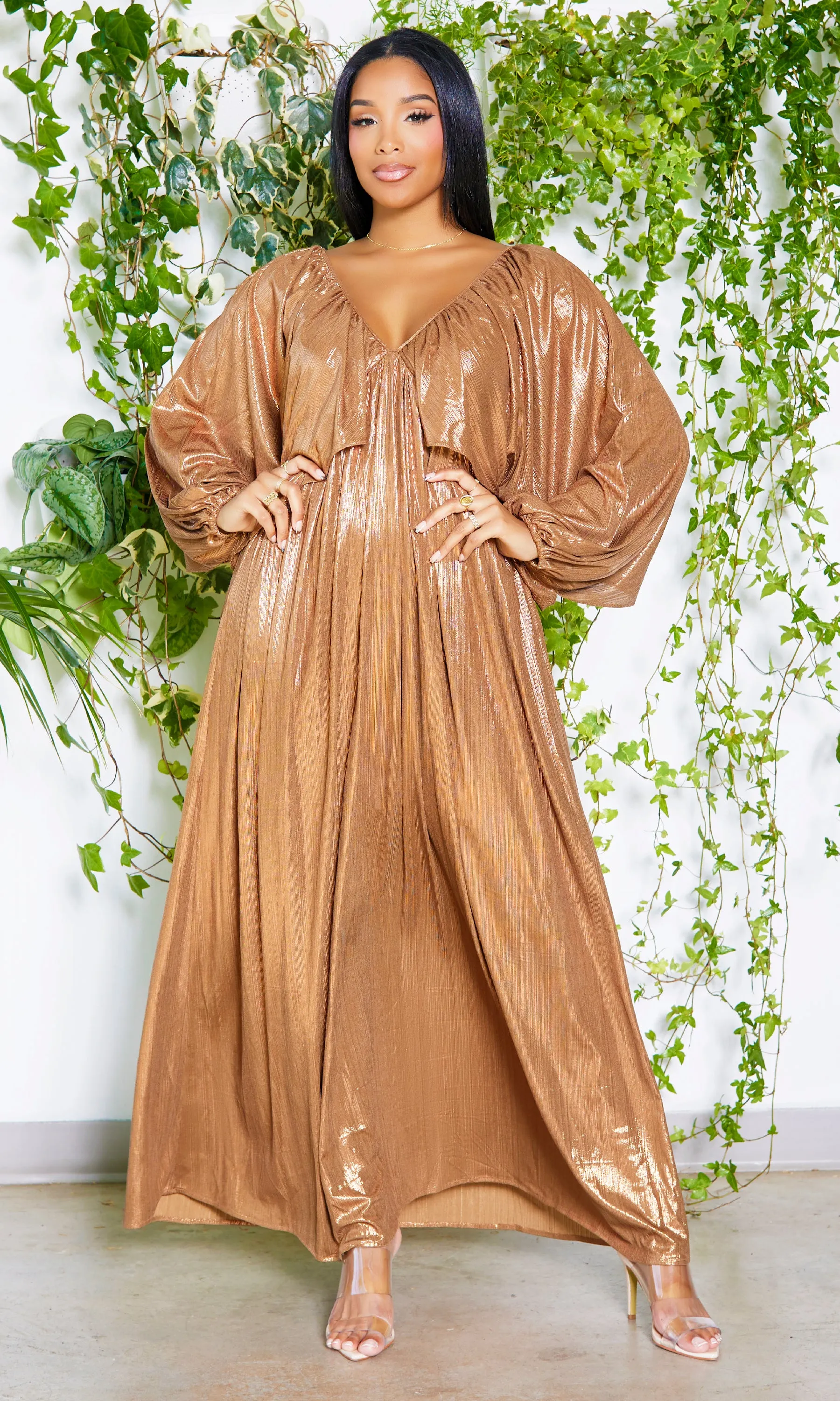 She's Classy | Flow Maxi Dress - Bronze