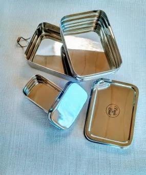 Stainless Steel Twin Layer Rectangular Lunchbox med