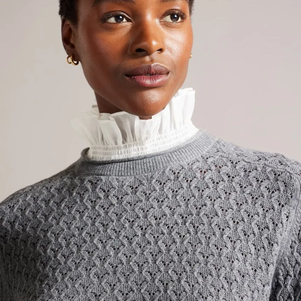 Ted Baker Holina Knit Sweater With Mock Shirt in Grey