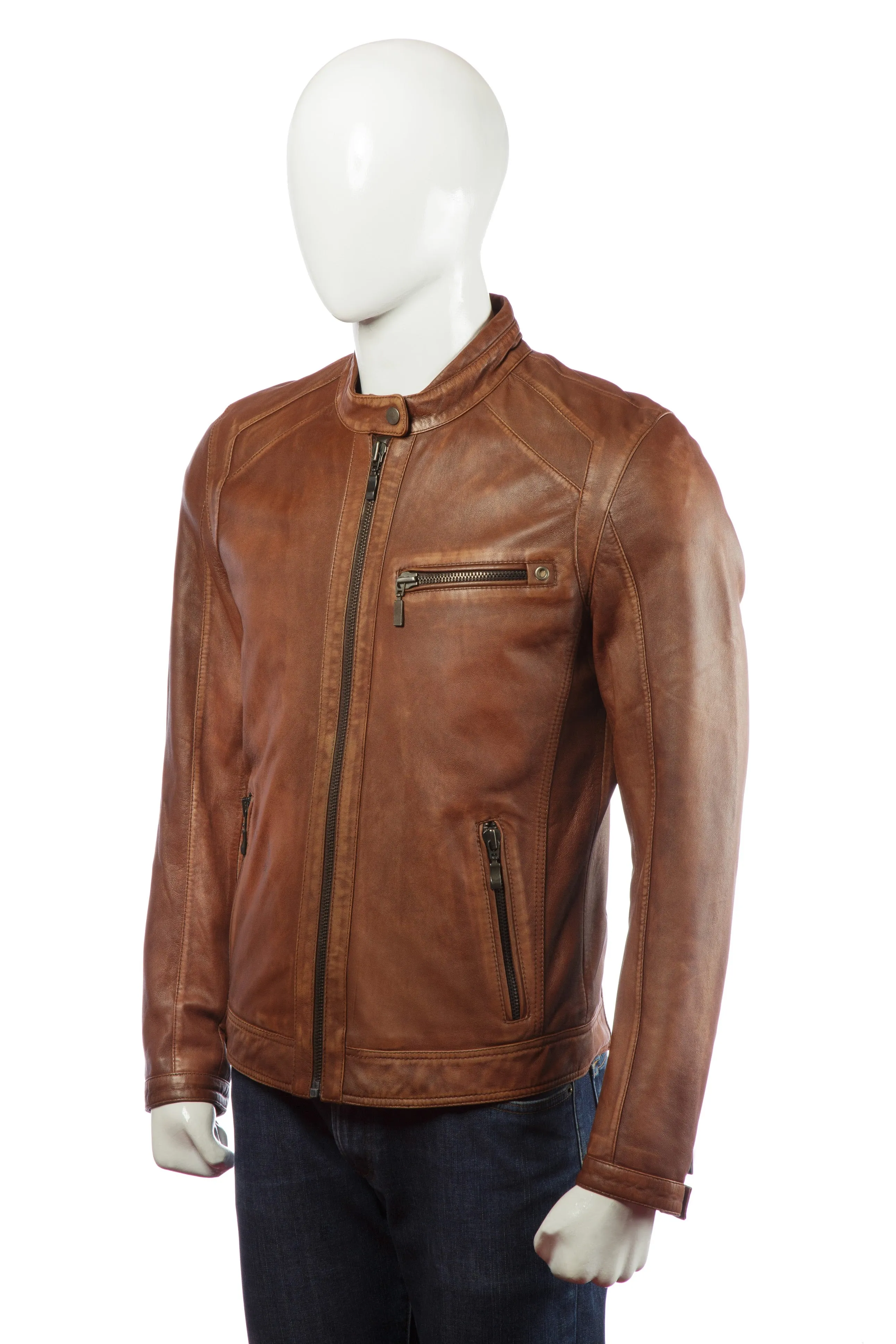 Vintage Mens Leather Jacket Brown