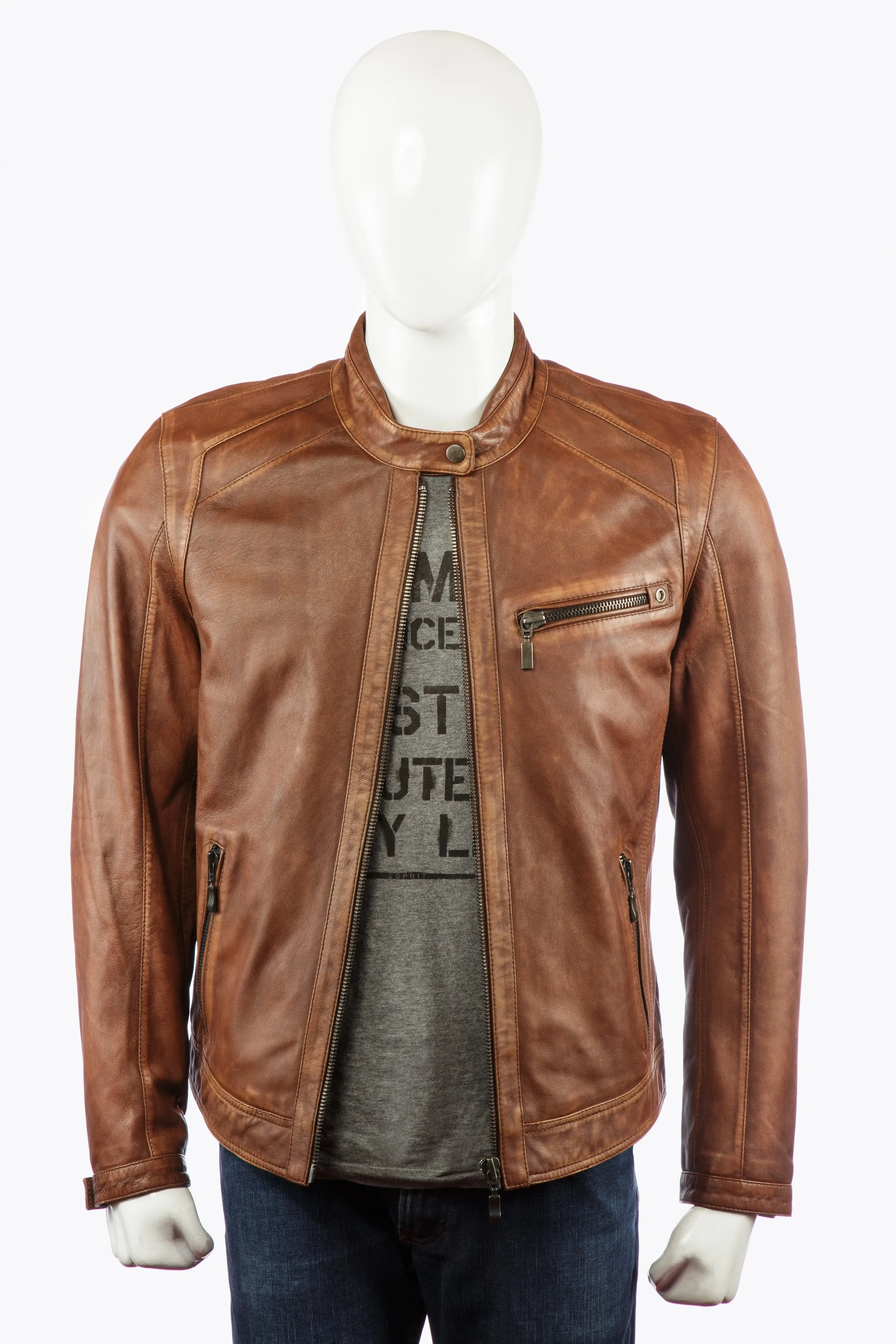 Vintage Mens Leather Jacket Brown
