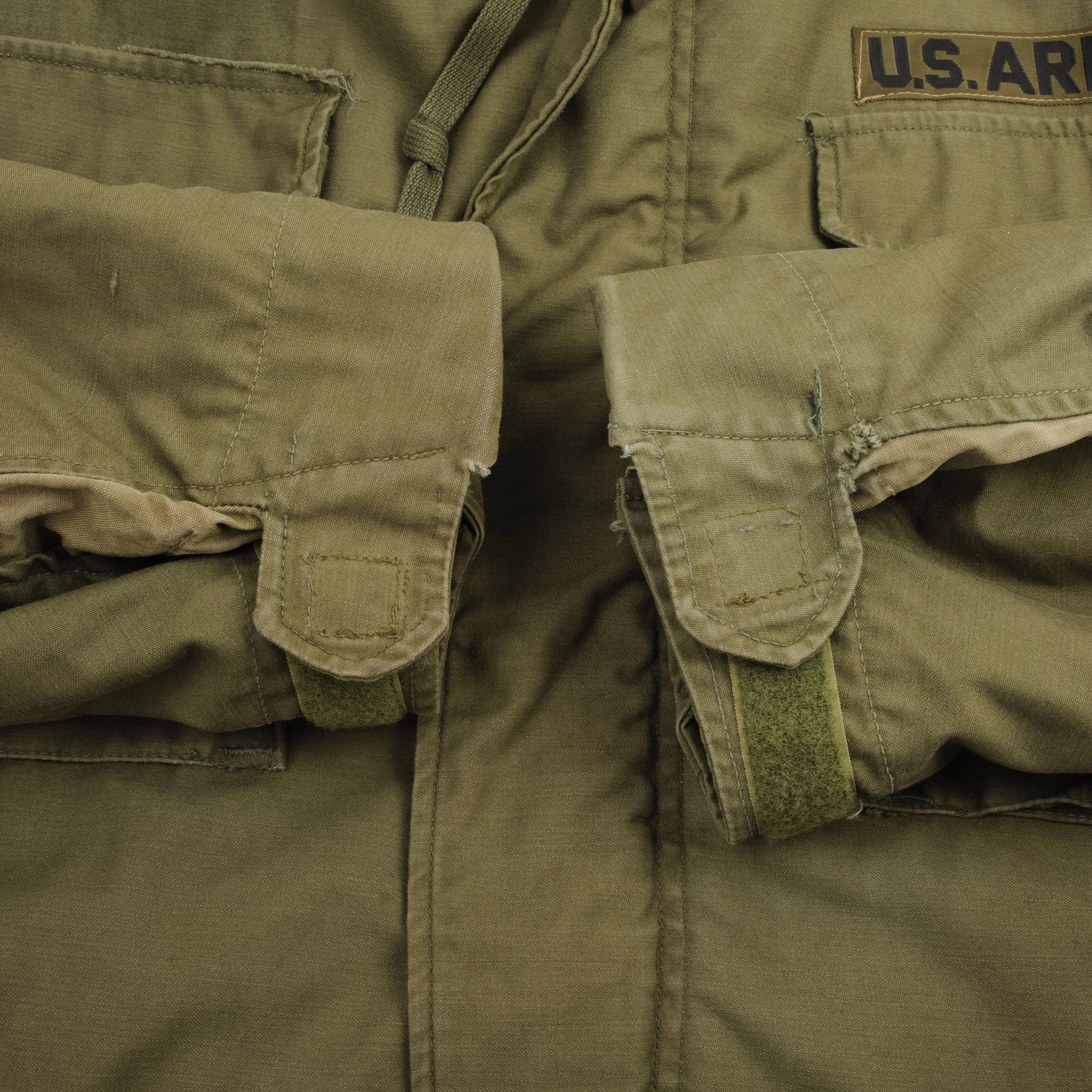 VINTAGE US ARMY M65 PATCHED FIELD JACKET 1970S VIETNAM WAR SIZE LARGE LONG