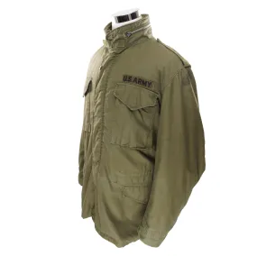 VINTAGE US ARMY M65 PATCHED FIELD JACKET 1970S VIETNAM WAR SIZE LARGE LONG