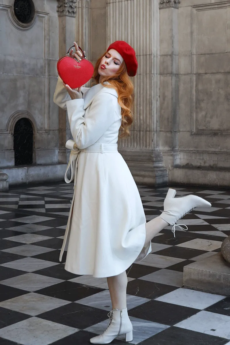 White Wedding Wool Coat Women 4734