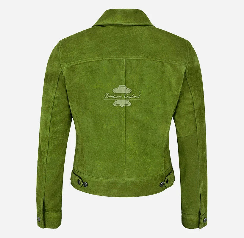 Women TRUCKER Suede Jacket Western Shirt Style Jacket