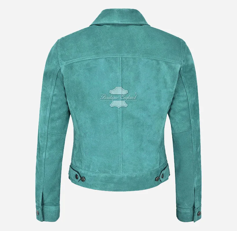 Women TRUCKER Suede Jacket Western Shirt Style Jacket