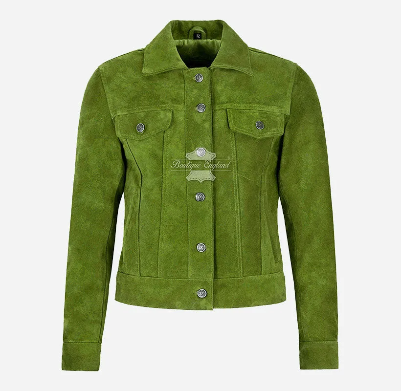 Women TRUCKER Suede Jacket Western Shirt Style Jacket