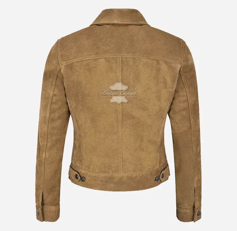 Women TRUCKER Suede Jacket Western Shirt Style Jacket