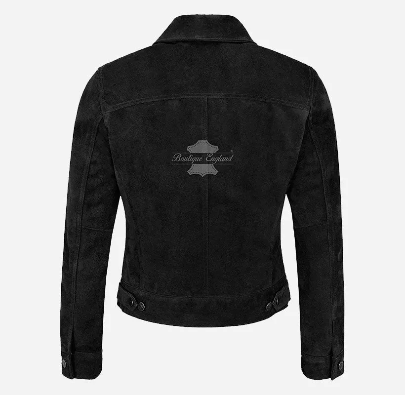 Women TRUCKER Suede Jacket Western Shirt Style Jacket