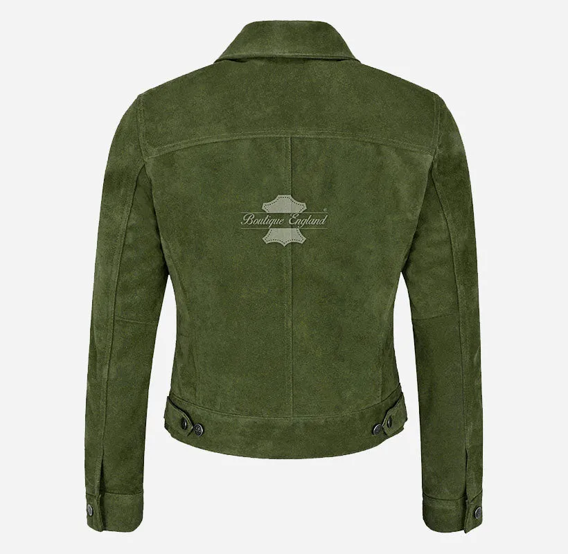 Women TRUCKER Suede Jacket Western Shirt Style Jacket