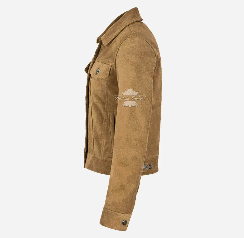 Women TRUCKER Suede Jacket Western Shirt Style Jacket