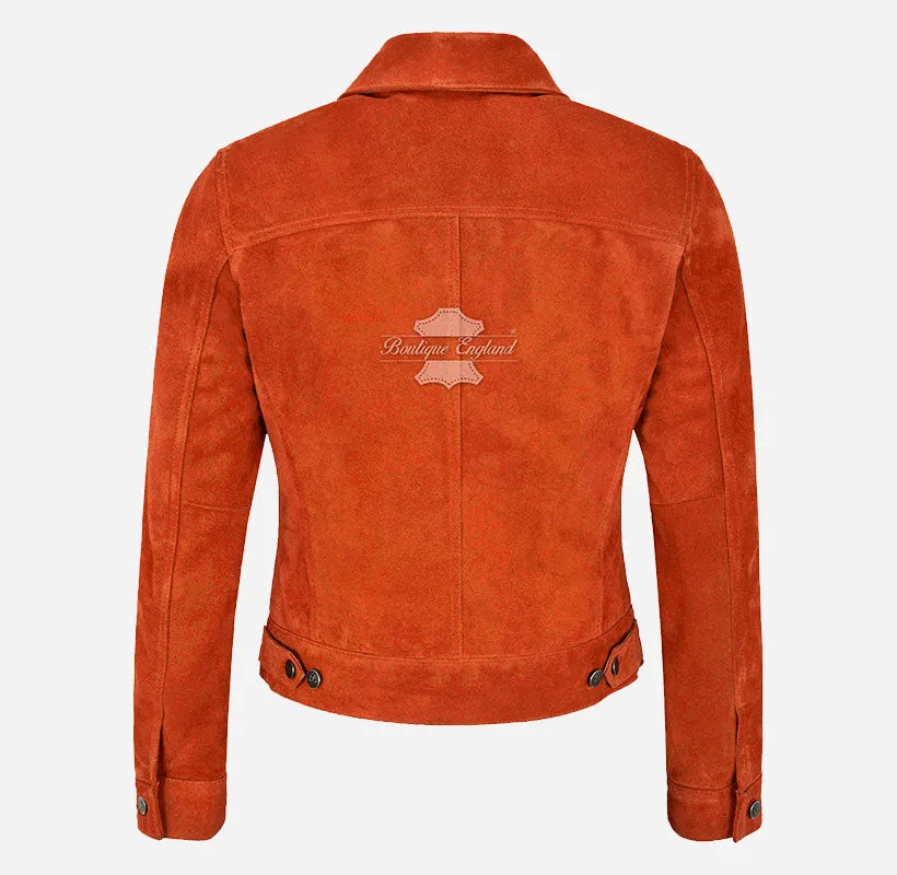 Women TRUCKER Suede Jacket Western Shirt Style Jacket