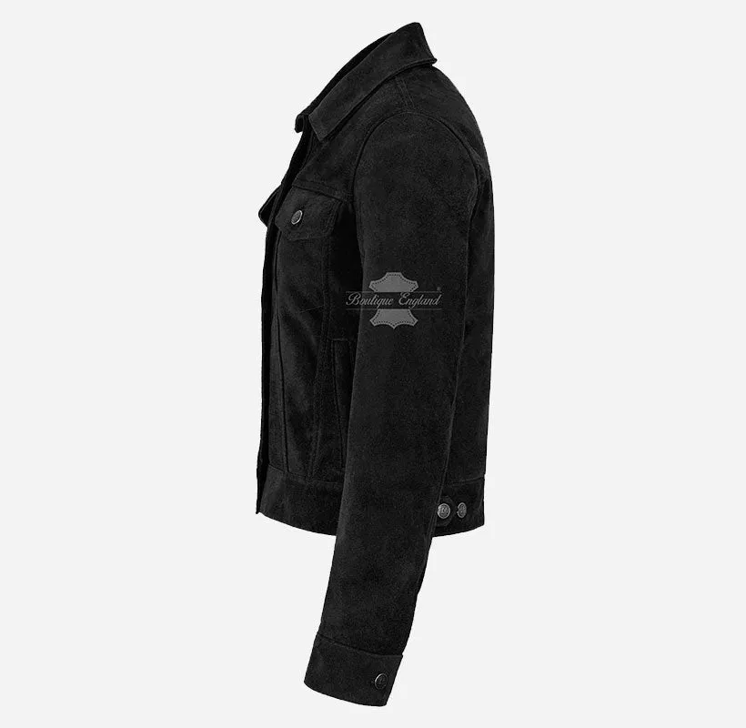 Women TRUCKER Suede Jacket Western Shirt Style Jacket