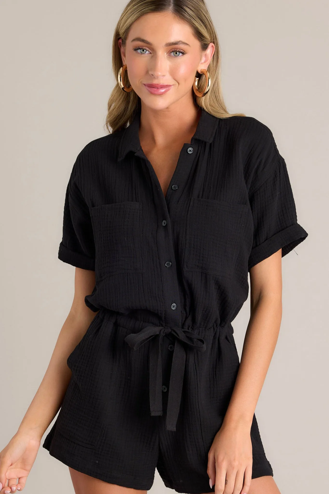 Z Supply Lookout Black Gauze Romper