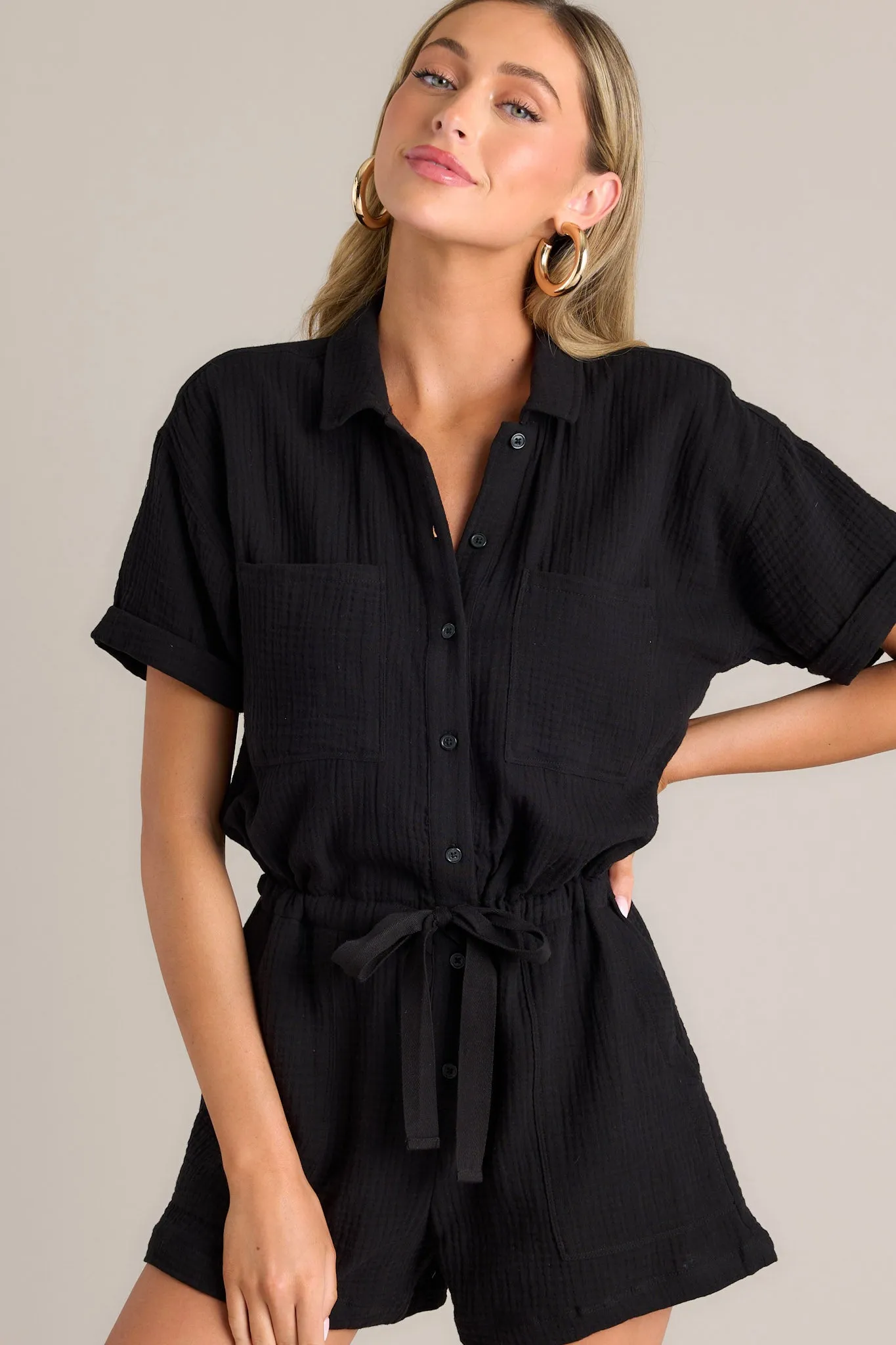 Z Supply Lookout Black Gauze Romper